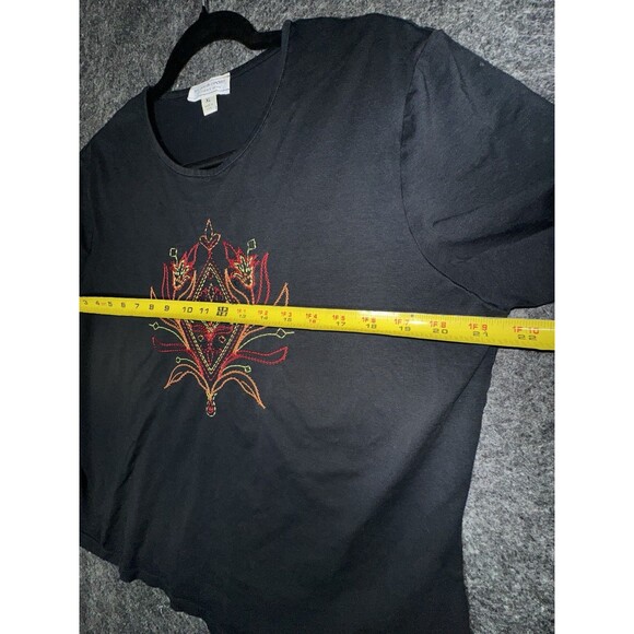 St. John Sport by Marie Gray Black T-Shirt with Embroidered Design - Size XL - Picture 5 of 7